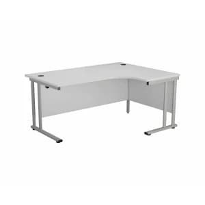 TC Office Start Silver Cantilever Frame Right Hand Crescent Desk 1600x1200mm, White