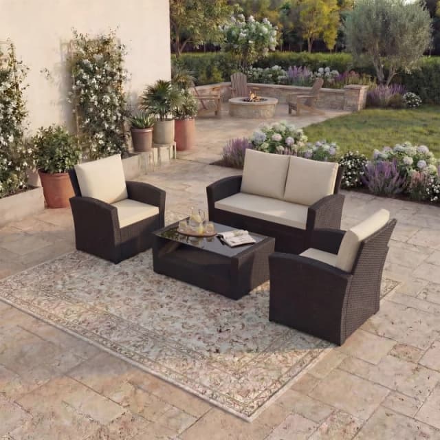 Lassic Garden Vida Mylor 4 Seater Rattan Set Brown unisex 4 Seater