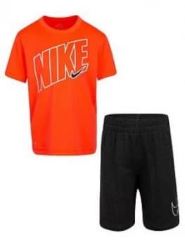 Nike Younger Boys Dri-fit Sport T-Shirt And Shorts 2 Piece Set, Black, Size 12 Months