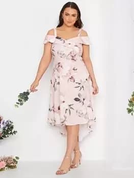 Yours High Low Bardot Dress - Light Pink, Size 16, Women