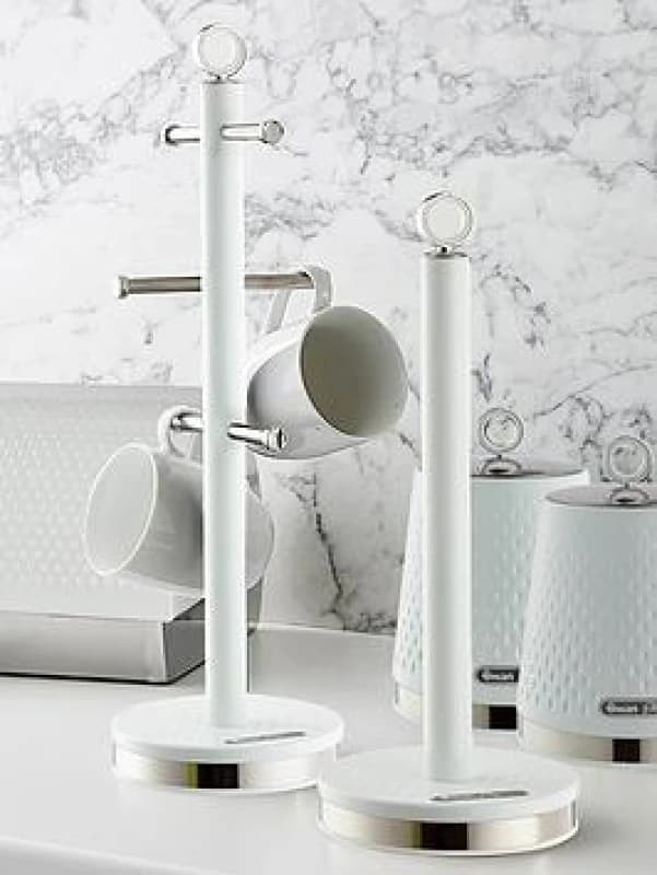Swan Elegance 6-Mug Tree & Kitchen Roll Holder Set White ONE SIZE