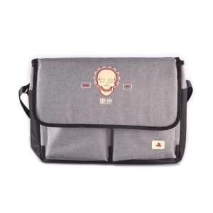 Sony Playstation Biker Skull with Puff Print Messenger Bag (Black/Grey)