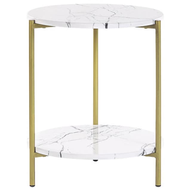Beliani Glam Side Table Reva White Marble