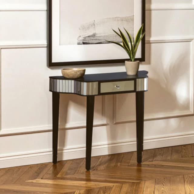Premier Housewares Glamorous Design Console Table, Reflective Design Hallway Table, Functional Modern Console Table For Hallway Black