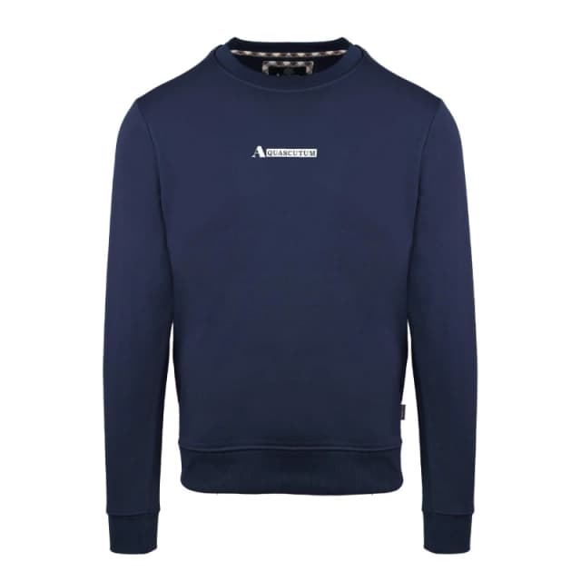 Aquascutum Mens Round Neck Crew Sweatshirt - Blue Male S