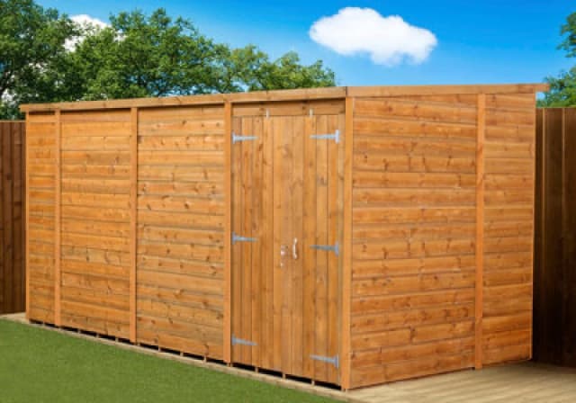 Empire Sheds Empire Modular Pent 14X6 Dipped Treated Tongue And Groove Wooden Garden Shed Double Door (14' X 6' / 14ft X 6ft) (14X6)