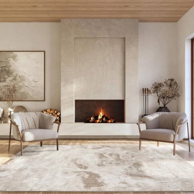 Elysium Modern Abstract Living Room Area Rug Metallic Sheen- Nebula Pearl 120Cm X 170Cm