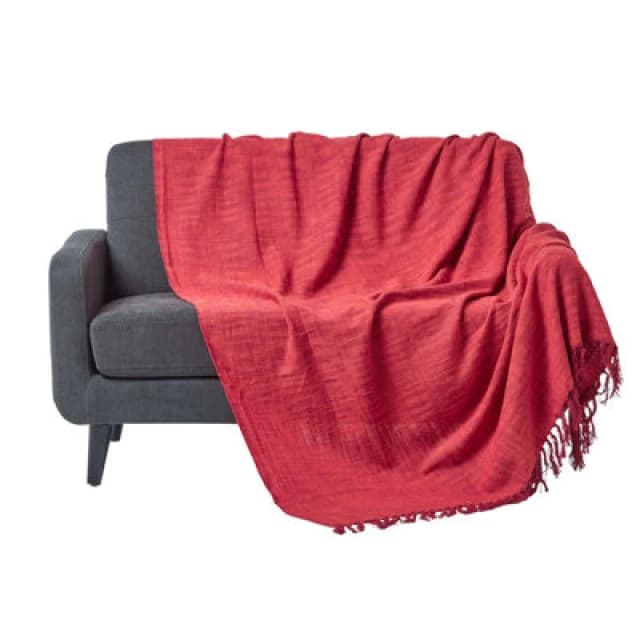 Homescapes Nirvana Slub Cotton Orange Throw, 150 X 200 Cm