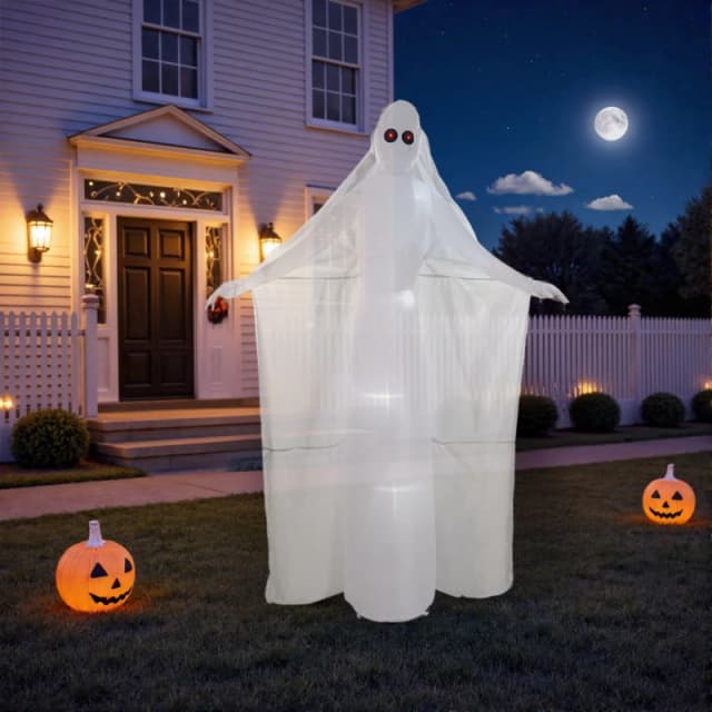 LIFE IDEAS Tall Ghost Bribe with Red Eyes Inflatable White unisex One size
