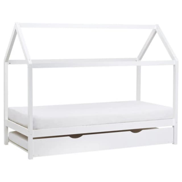 Beliani Kids Trundle Bed Pine Wood Crillon 90 X 200 Cm (Eu Single) White