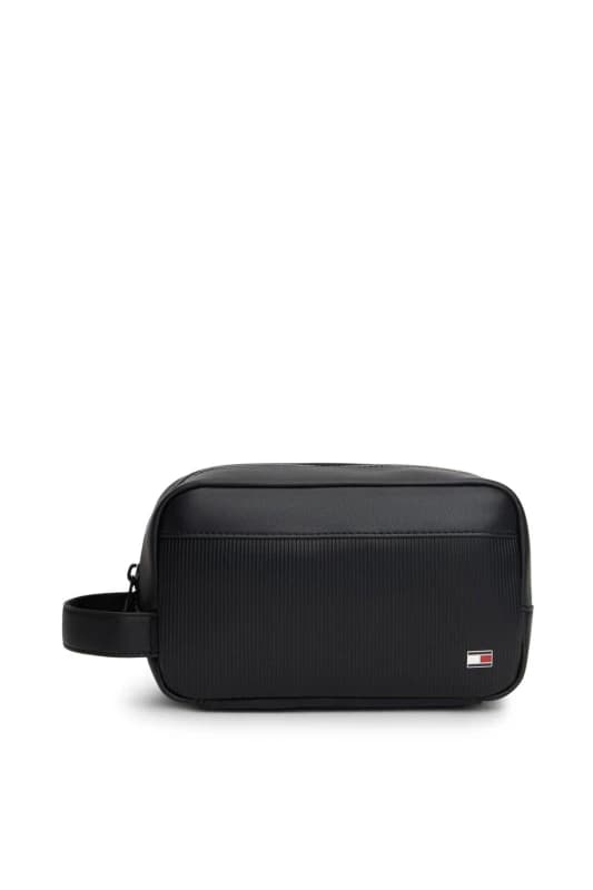 Tommy Hilfiger Mens TH Flag Washbag Black Male One Size