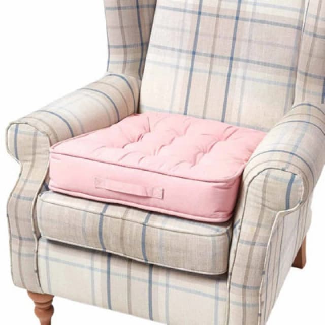 Homescapes Cotton Armchair Booster Cushion Pink