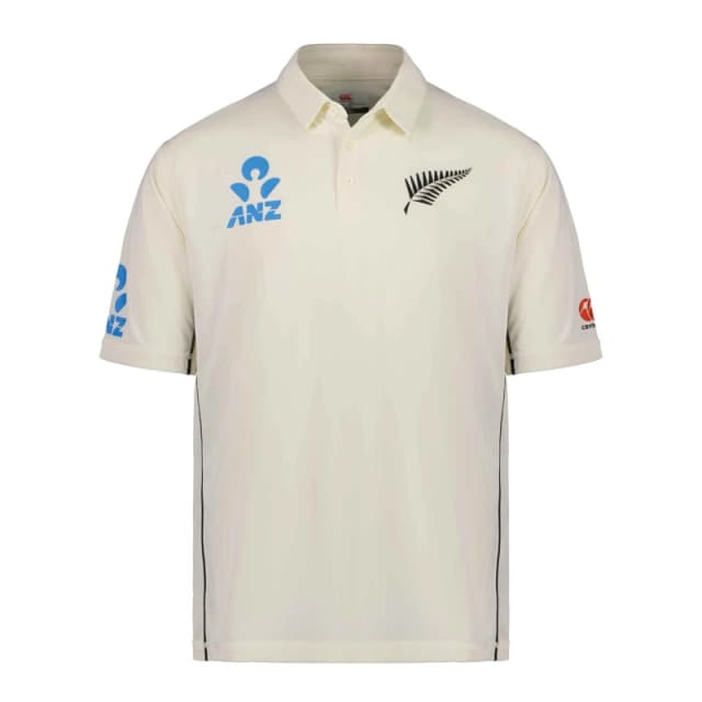 Canterbury Canterbury Men New Zealand Black Caps Cricket Polo Shirt in Cream Size: Small Cream S Male 5063806451501