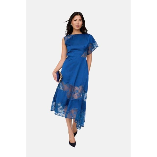Lily and Lionel Lily and Lionel Selma Lace Insert Midi Dress In Blue Navy female 8 (XS)
