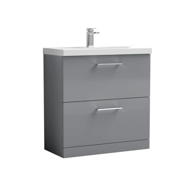 Balterley Bathroom 2 Soft Close Drawer, Floor Vanity Unit, Grey, 800mm in Grey Grey Unisex