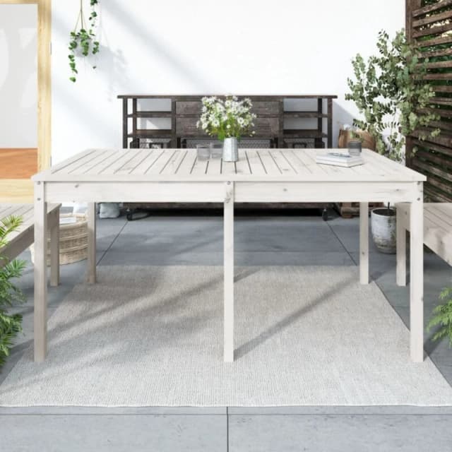 VIDAXL Garden Table White 159.5x82.5x76cm Solid Wood Pine Vidaxl 8720845691073
