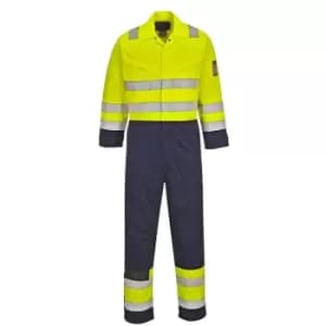 Portwest - MV28YNRS - sz S Hi-Vis Modaflame Coverall - Yellow/Navy - Yellow/Navy