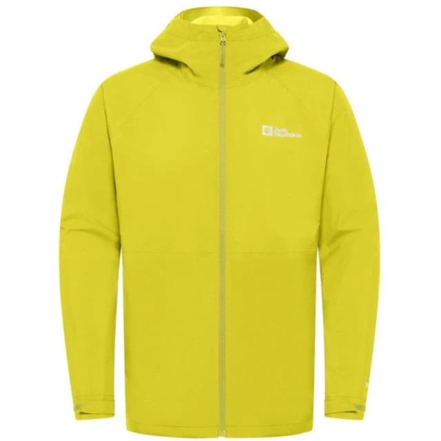 Jack Wolfskin Mens Prelight Adjustable Hood Lightweight Waterproof Jacket Chartreuse male Medium
