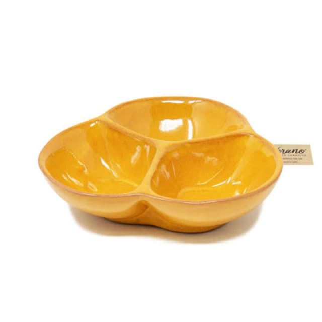 Verano Spanish Ceramics Selena Glazed Hand Dipped Kitchen Dining Snack Trio Dish Medium Orange (D) 18Cm