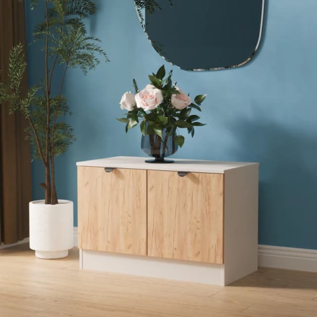 Ready Assembled 2 U Norway Compact 2 Door TV & Media Unit (Ready Assembled) in Beige Beige Unisex