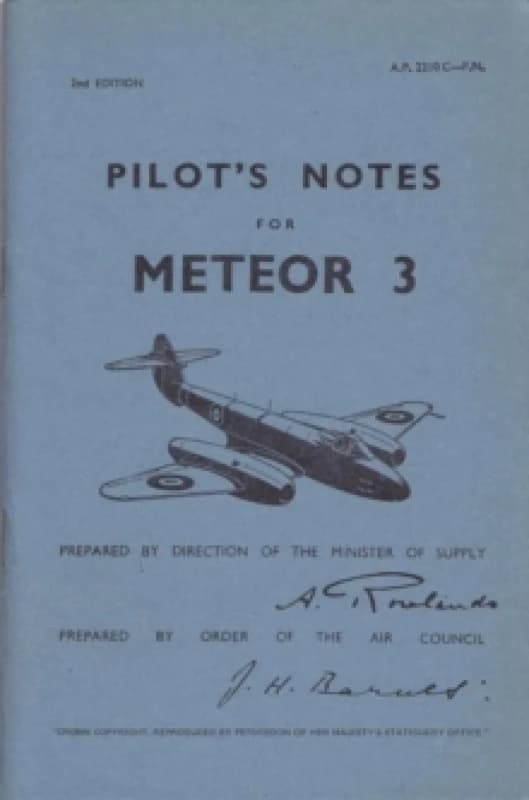 Meteor III Pilot's Notes. Paperback Books