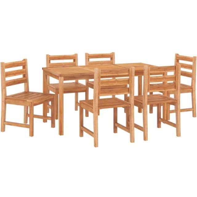 vidaXL 7 Piece Garden Dining Set Solid Wood Teak, Brown 3157188