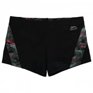 Slazenger Curve Panel Boxer Swim Shorts Junior Boys - Black/Multi