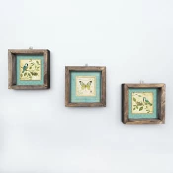 UKZM019 Multicolor Decorative Framed MDF Painting (3 Pieces)