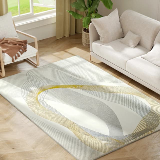 HOMCOM HOMCOM Machine Washable Area Rug, Allergy-Friendly Floor Carpet, Cream White Size: 120cm x 170cm Cream 120cm x 170cm Unisex 5063603323582