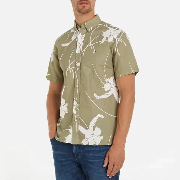 Tommy Hilfiger Tropical Print Organic Cotton Shirt - XL Multi Shirts male MW0MW345870H7 XL
