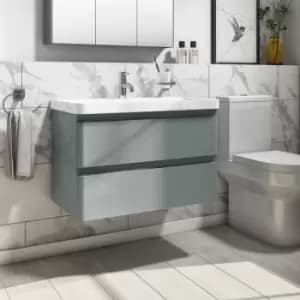 800mm Light Grey Wall Hung Vanity Unit with Basin - Pendle