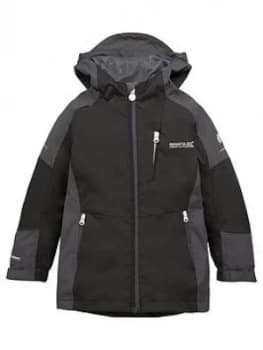 Regatta Boys Junior Calderdale II Hooded Jacket - Black/Grey, Size 3-4 Years