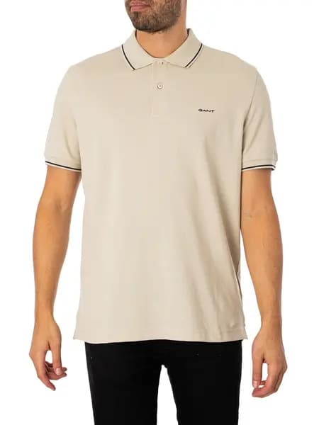 Gant Tipping Pique Rugger Polo Shirt Silky Beige XL