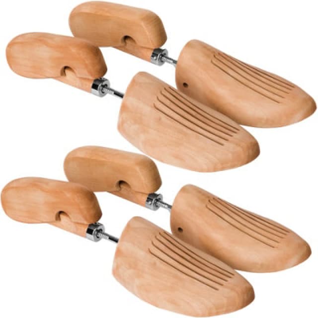 Tectake Shoe Stretcher 2 Pairs - Made Of Lotus Wood, For Womens And Mens Shoes 39-41 - Brown