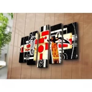 5PATK-226 Multicolor Decorative Canvas Painting (5 Pieces)
