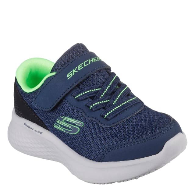 Skechers Lightweight Gore & Strap Toddler Sn Slip On Trainers Unisex Kids Navy/Lime unisex C5 (21.5)