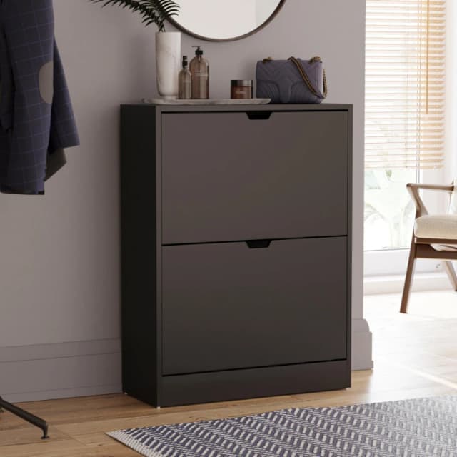 Lassic Vida Designs 2 Drawer Shoe Cabinet (Handle less) Black unisex 2 Drawer