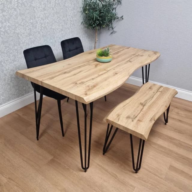 Kosy Koala Dining Table With Bench And 2 Black Velvet Chairs, Multi ARZ140+2BKRCO+B