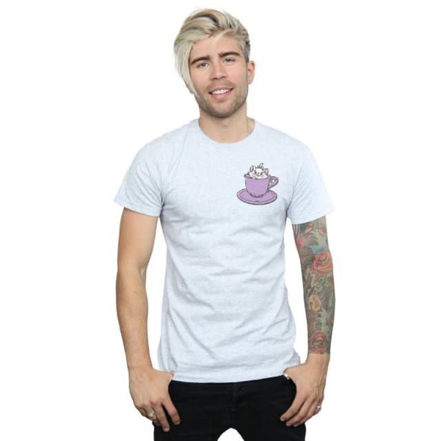 Disney Men Aristocats Marie In Cup Breast Print T-Shirt in Grey Size: Small Grey S Male 5059114960989