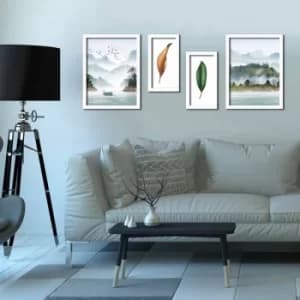 4P3040BCT022 Multicolor Decorative Framed MDF Painting (4 Pieces)