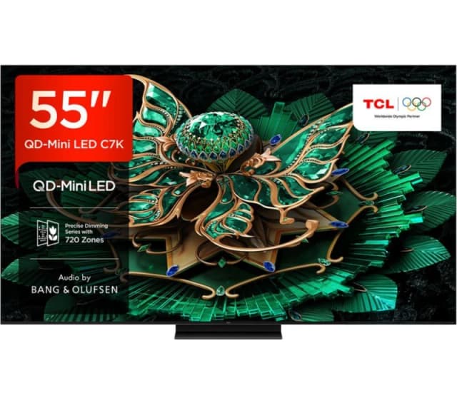 55" TCL C7K QD-Mini LED 4K HDR Smart Google TV - 55C7K, Black 5901292526146