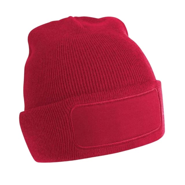 Beechfield Beechfield Men Patch Beanie in Red Red One Size Male 5063527292506