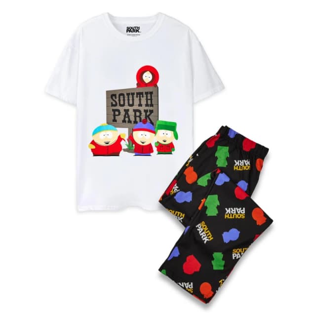 South Park South Park Men Short Sleeve Long Leg Pyjama Set in Black Size: X-Large Black XL Male 5063203002856