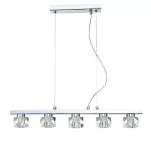 Contemporary Bar Pendant Ceiling 5 Light Chrome, Crystal
