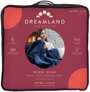 Dreamland Dreamland's Relaxwell Deluxe Navy Blue Velvet Herringbone Quilted Throw