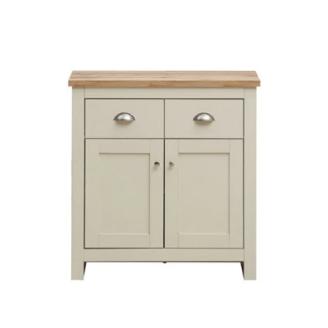 Timber Art Design Lisbon Compact 2 Doors 2 Drawer Sideboard Storage Cabinet Cupboard Cream Oak