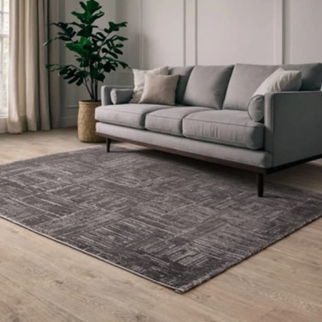 The Rug Edit Axel Scandi Grid Charcoal Living Room Rug 200X275Cm