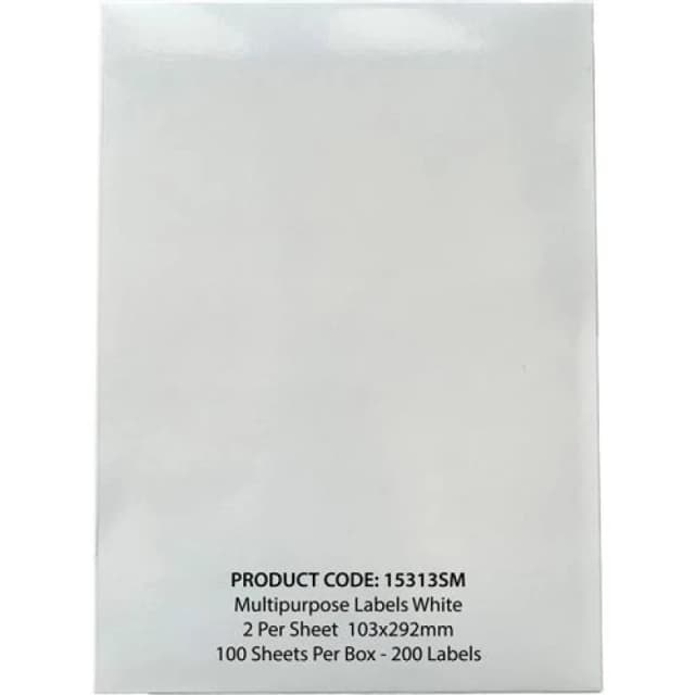 ValueX Multipurpose Label 103x292mm 2 Per A4 Sheet White (Pack 200)