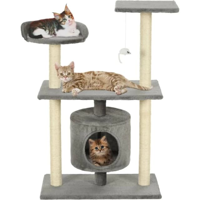 vidaXL Cat Tree with Sisal Scratching Posts 95cm Grey Kitten Playhouse Tower