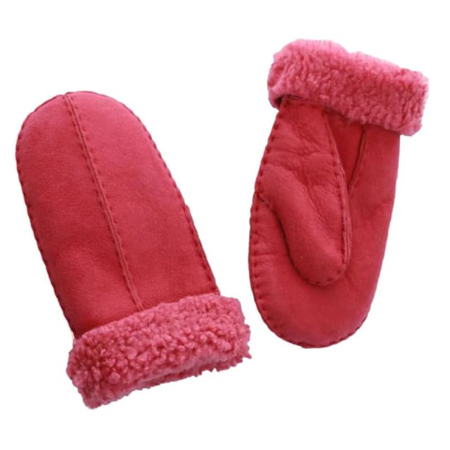 Eastern Counties Leather CSM Sheepskin Split Seam Mittens in Pink Pink Unisex One Size
